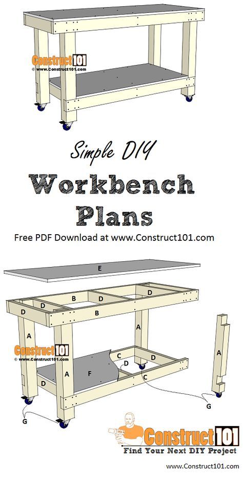 free printable workbench plans